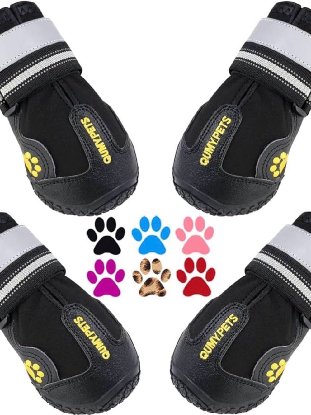 QUMY Dog Shoes for Large Dogs, Medium Dog Boots & Paw Protectors Size 1 Black